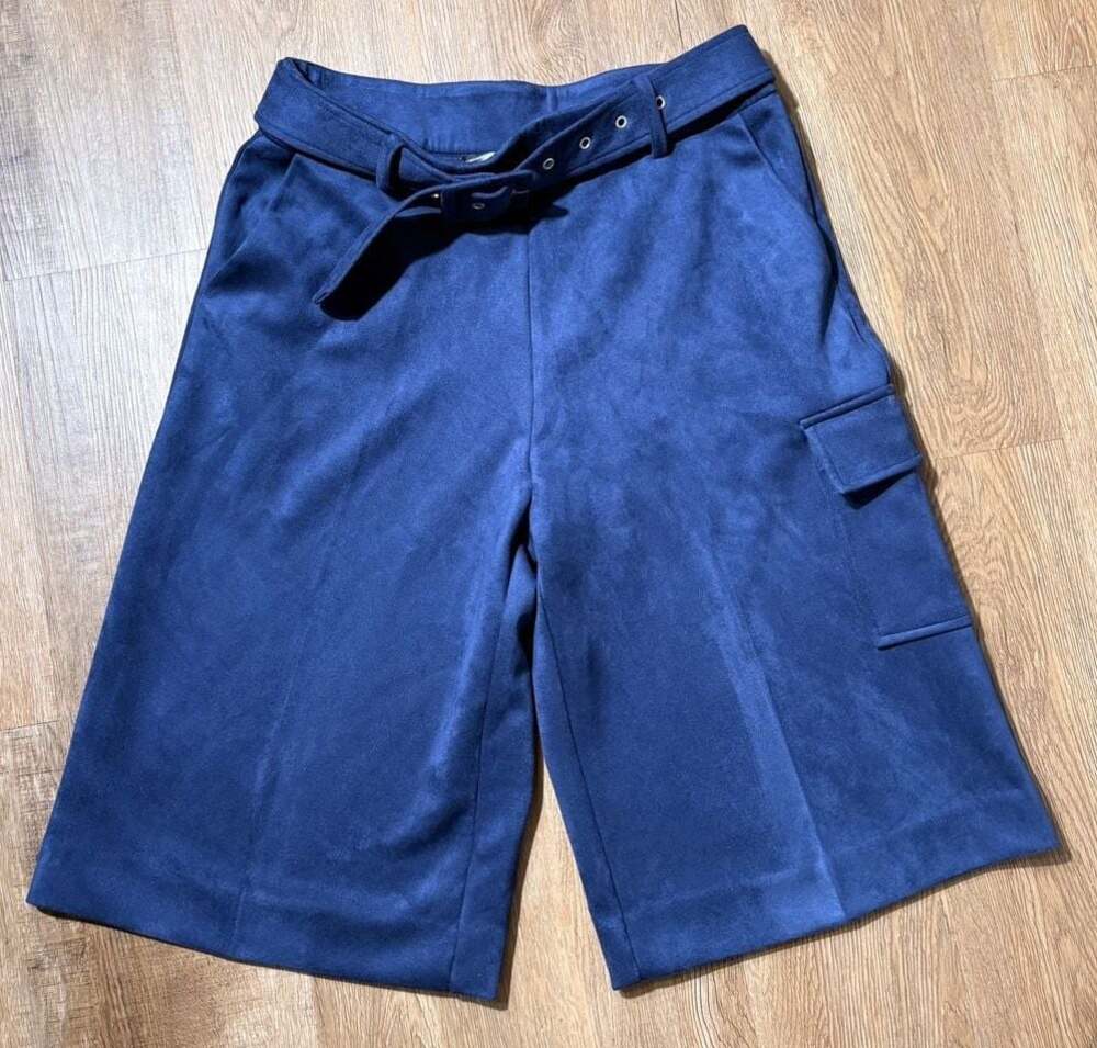 HFR‎ x Undra Celeste New York Faux Suede Belted Cargo Bermuda Shorts